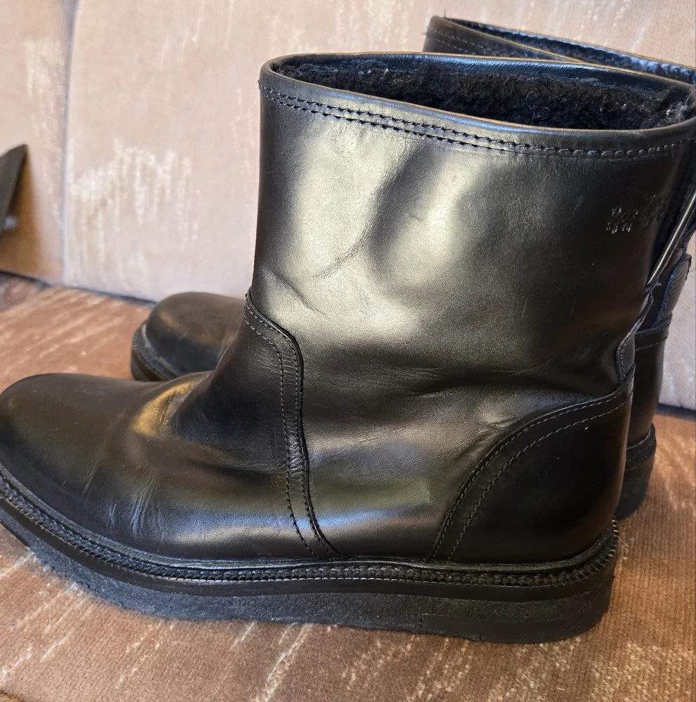 Coach Authentic Harvey Mens 7.5D Black Leather Shearling Lined  Ankle Boots